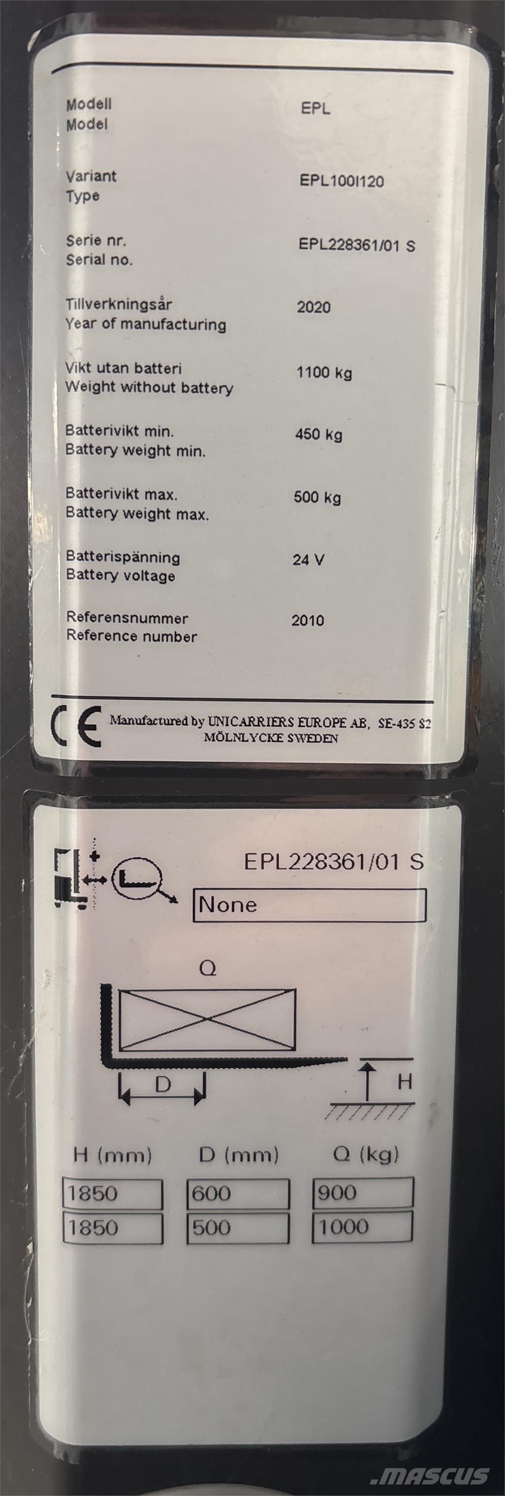 UniCarriers EPL100 Matalakeräilytrukit