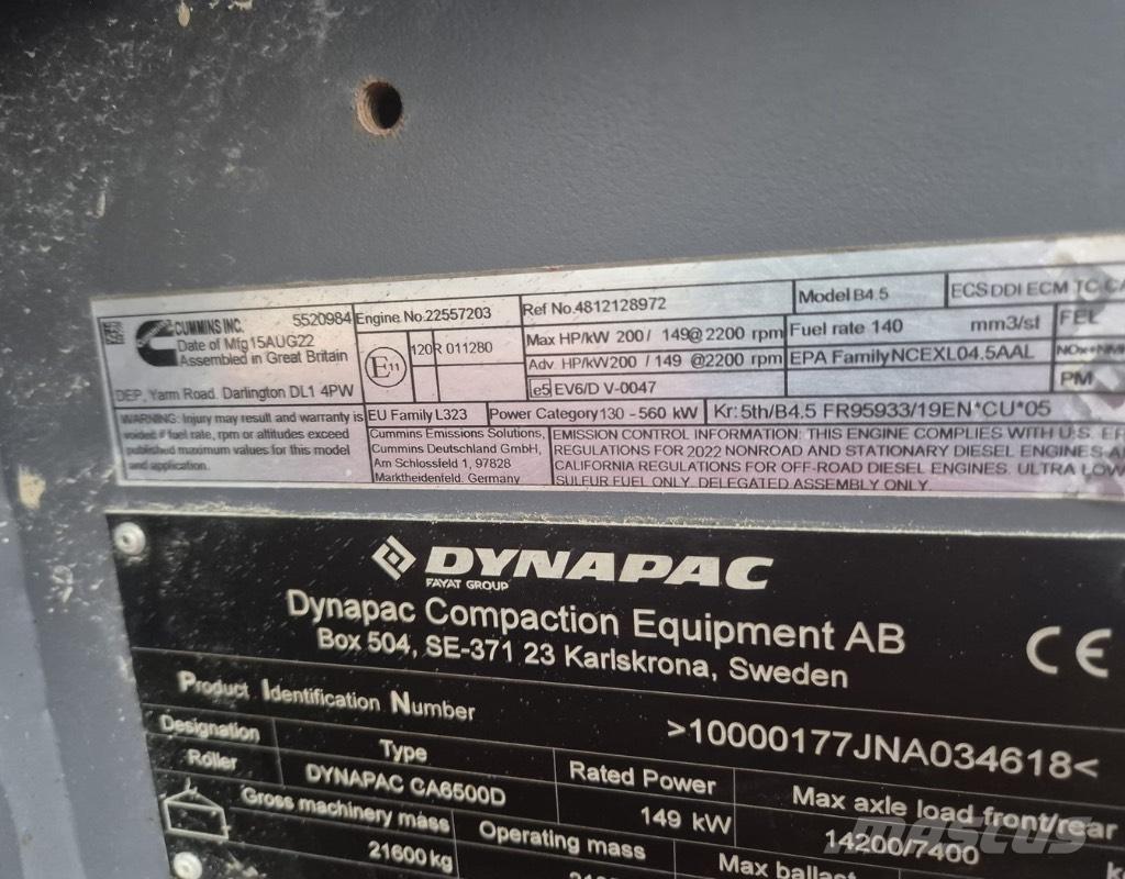 Dynapac CA6500D Yksivalssijyrät