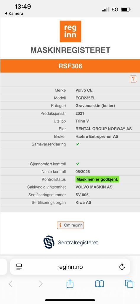 Volvo ECR 235 EL Telakaivukoneet