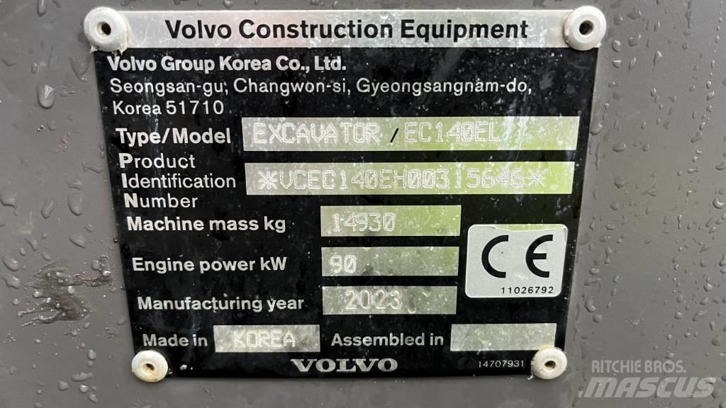 Volvo EC140EL Telakaivukoneet