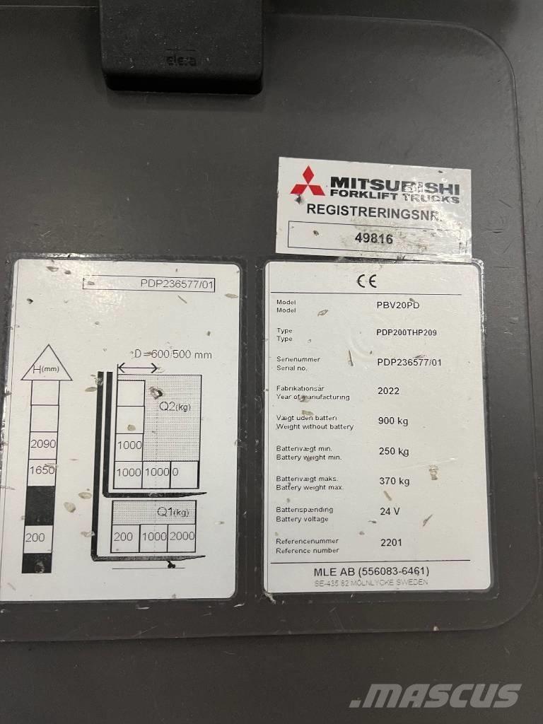 Mitsubishi PBV20PD Käyden ajettavat pinoamistrukit