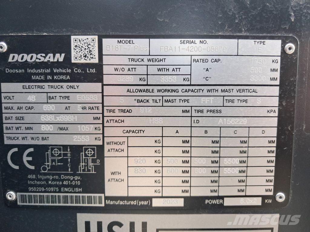 Doosan B18T-7 PLUS Sähkötrukit