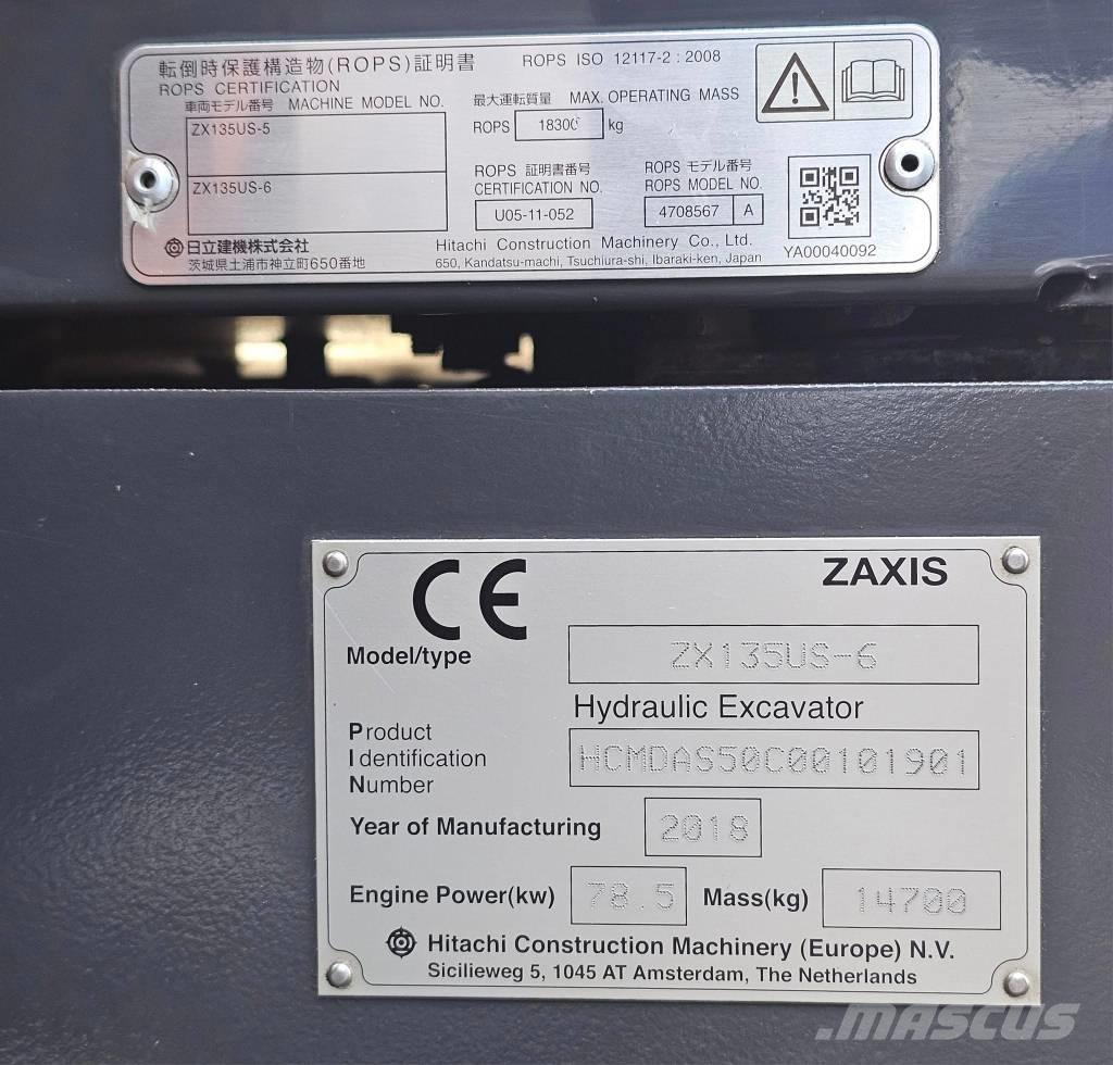 Hitachi ZX 135 US-6 Telakaivukoneet