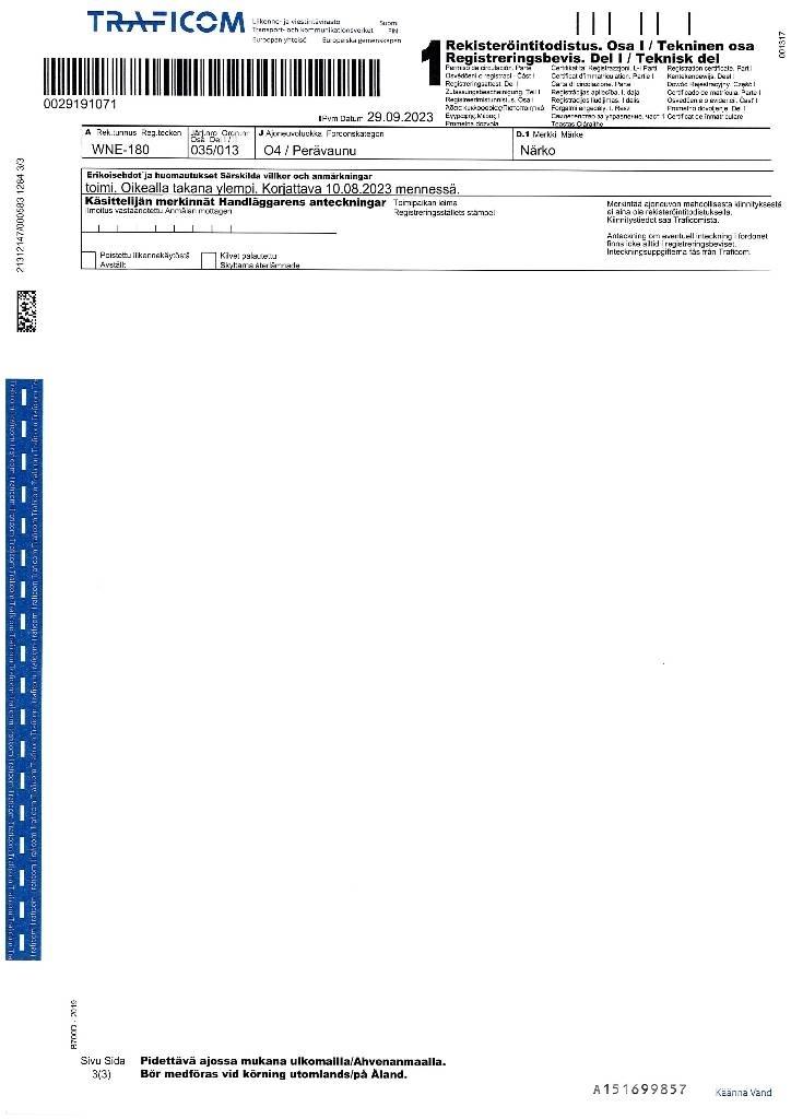 Närko D52B13N61 TPV Umpikoriperävaunut