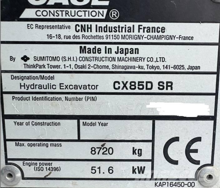 CASE CX 85 D SR Midikaivukoneet 7t - 12t