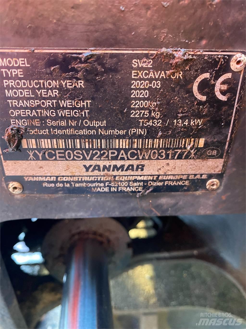 Yanmar SV22 Minikaivukoneet < 7t