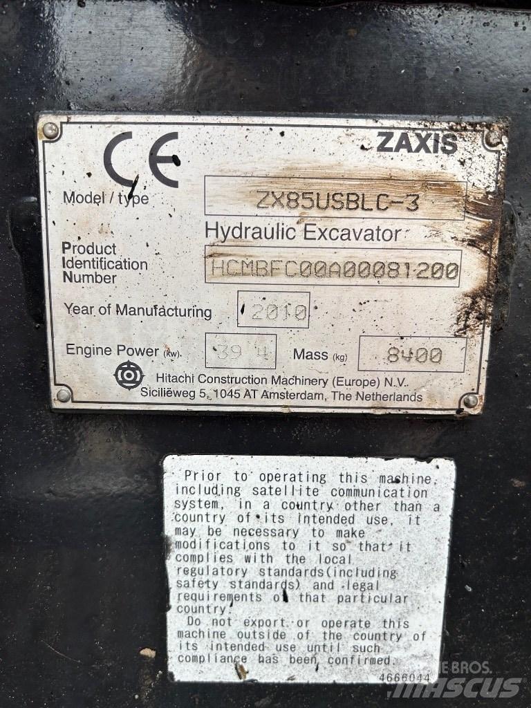 Hitachi Zaxis 85 USB Midikaivukoneet 7t - 12t