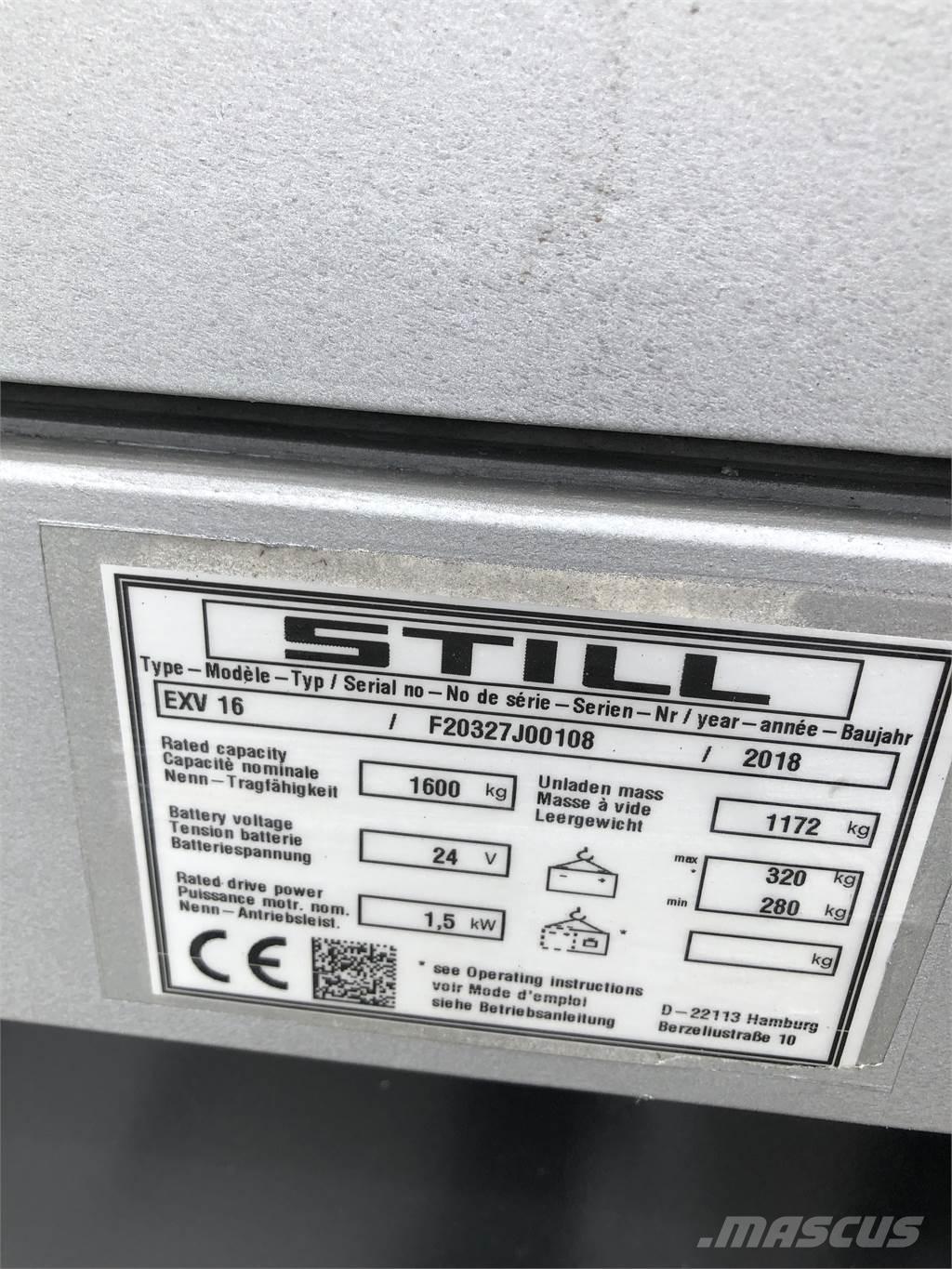 Still EXV 16 Käyden ajettavat pinoamistrukit