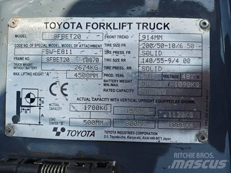 Toyota 8 FBET 20 Sähkötrukit