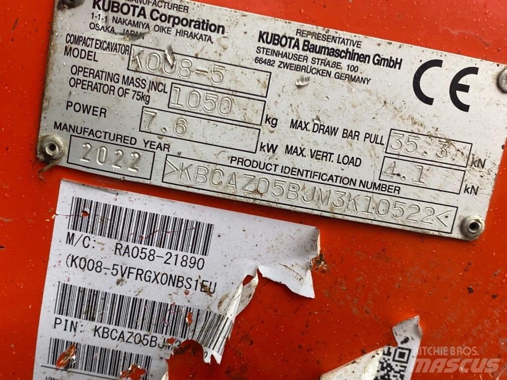 Kubota K008-5 Minikaivukoneet < 7t