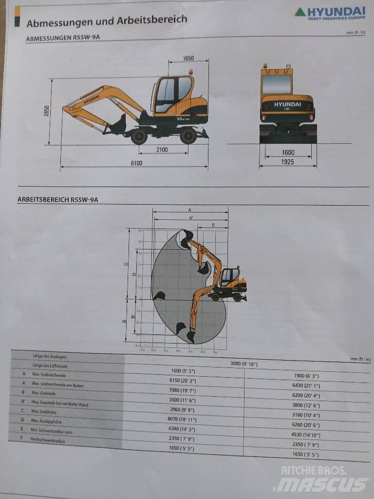 Hyundai 55W-9 Pyöräkaivukoneet