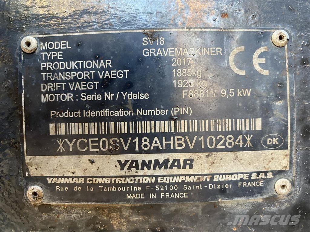 Yanmar SV18 Pyöräkaivukoneet