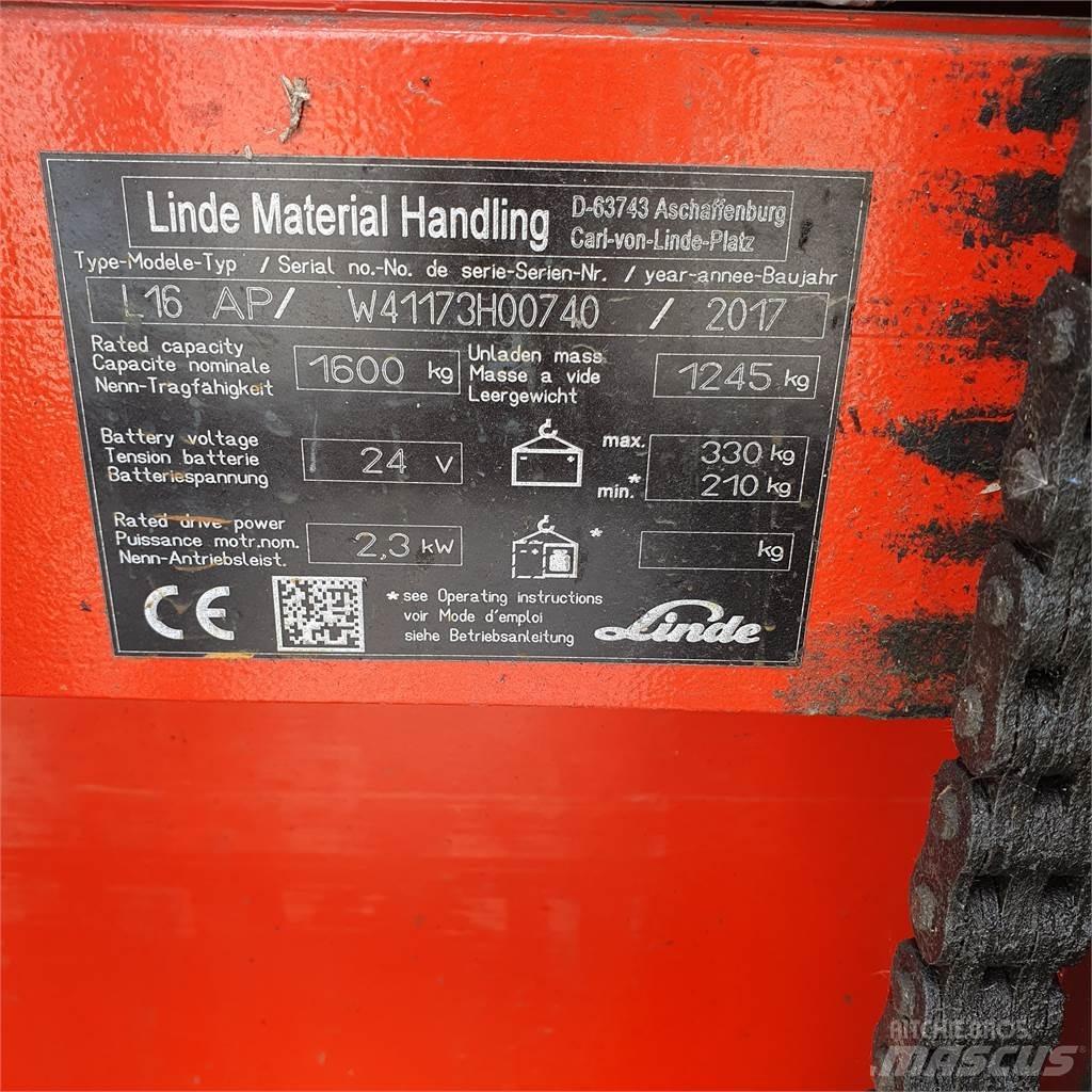 Linde L16AP Käyden ajettavat pinoamistrukit