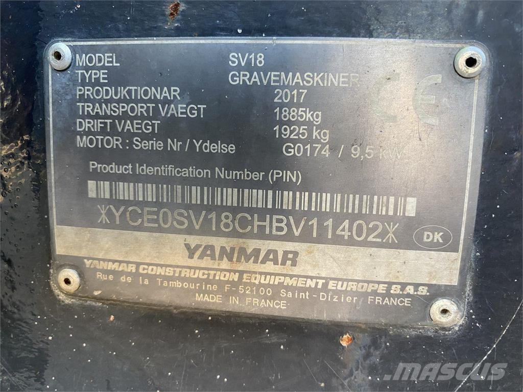 Yanmar SV18 Pyöräkaivukoneet