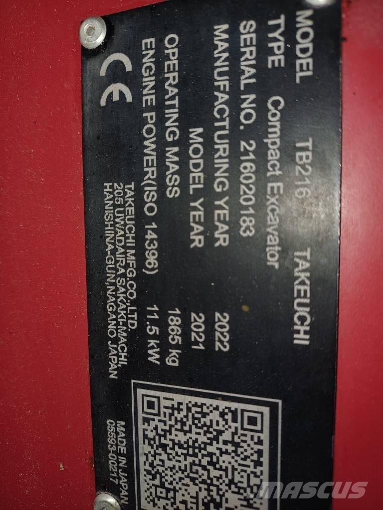 Takeuchi TB 216 Minikaivukoneet < 7t