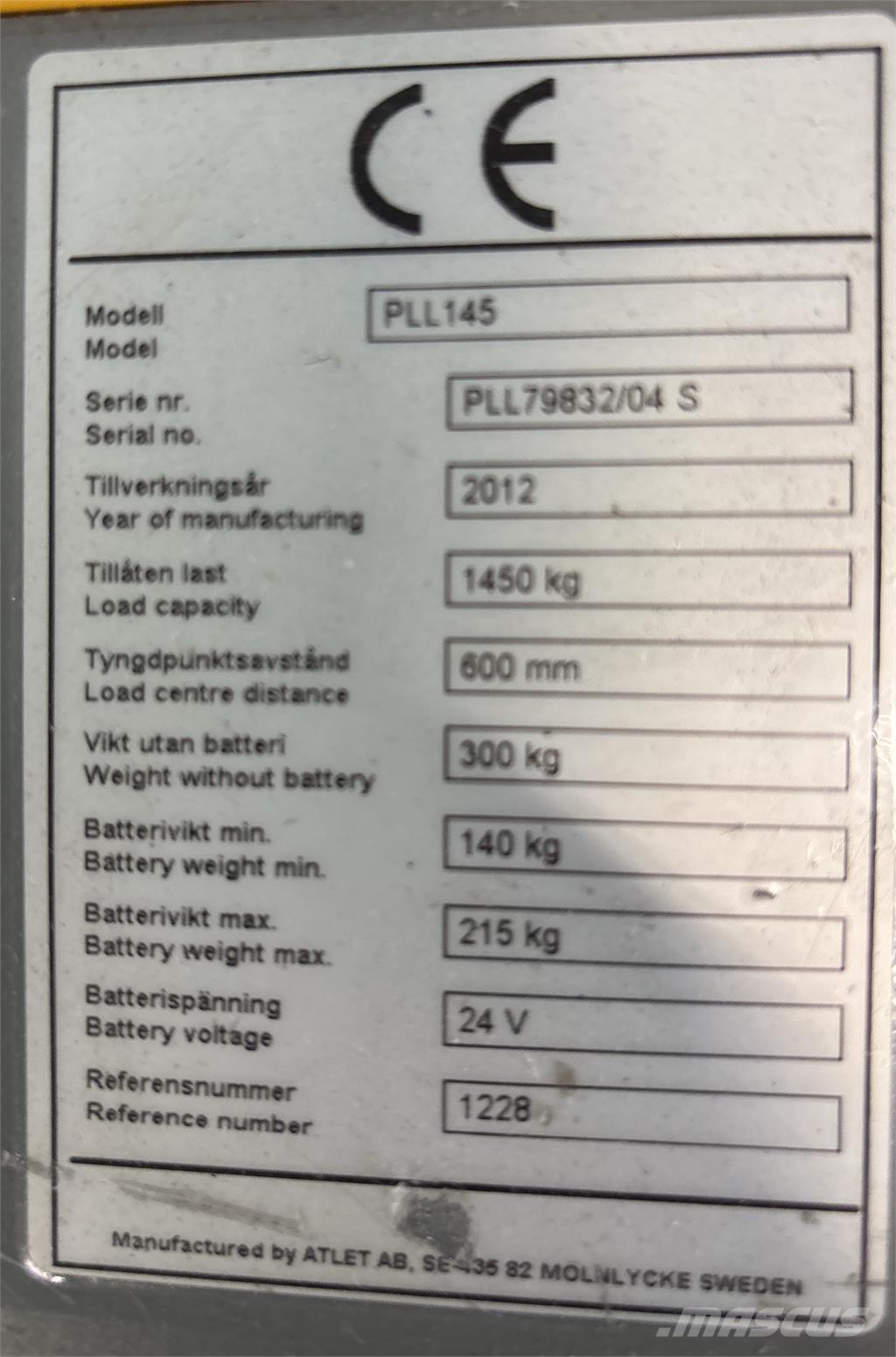 Atlet PLL145 Käyden ajettavat pinoamistrukit