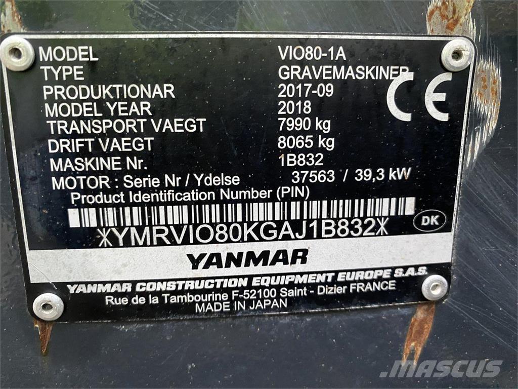 Yanmar VIO80-1A Pyöräkaivukoneet