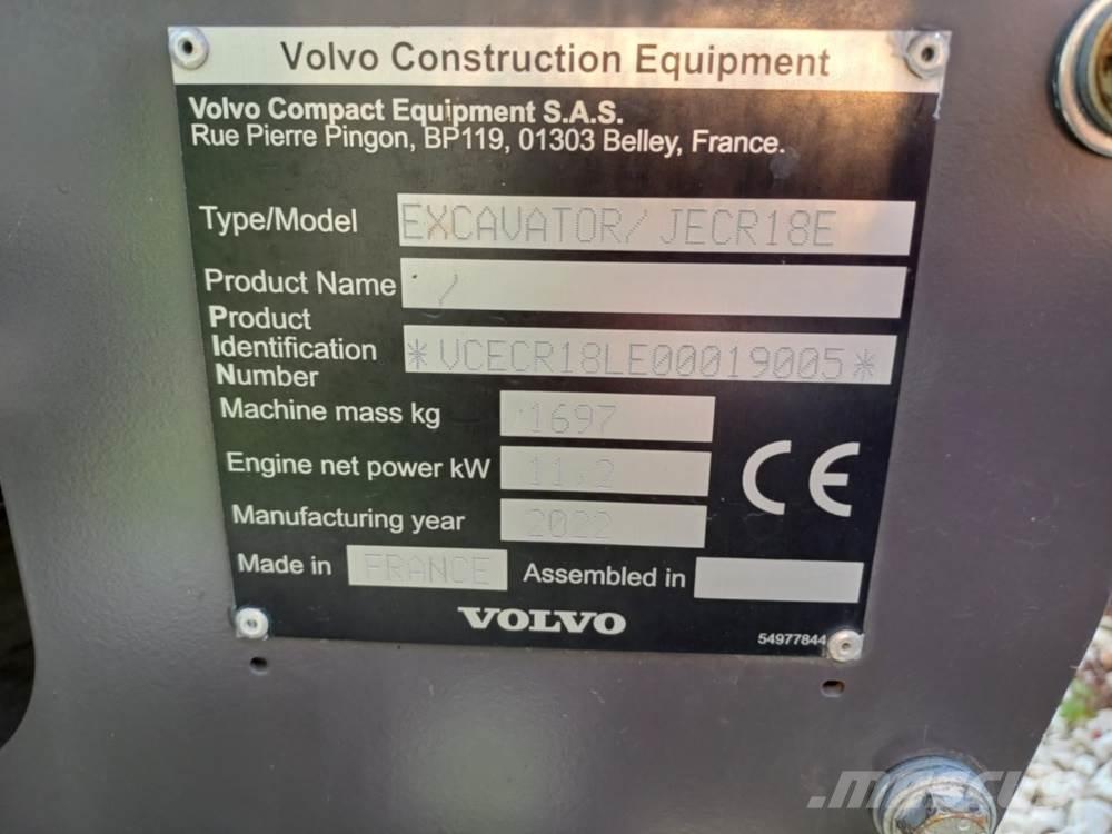 Volvo JECR18E Minikaivukoneet < 7t
