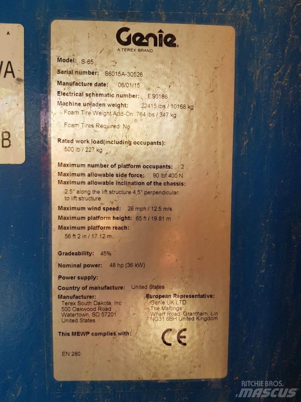 Genie S65 Teleskooppipuominostimet