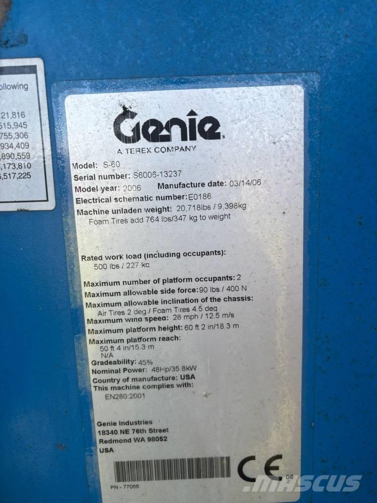 Genie S 60 Teleskooppipuominostimet
