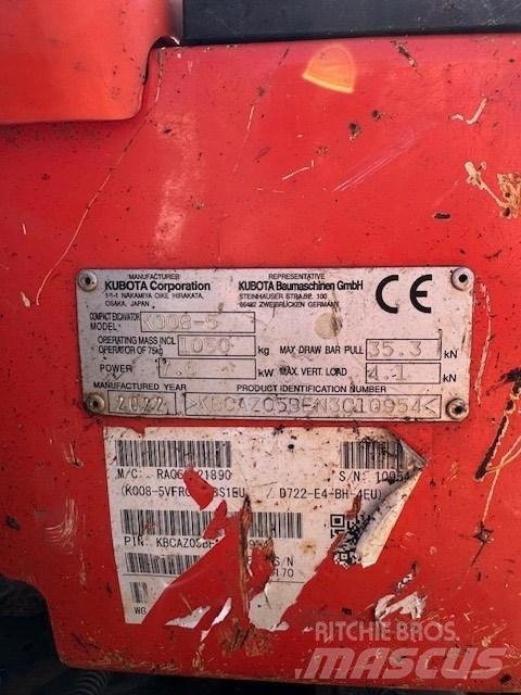 Kubota K 008-5 Minikaivukoneet < 7t