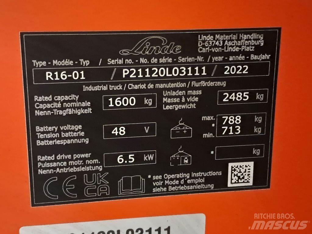 Linde R16-01 Työntömastotrukit
