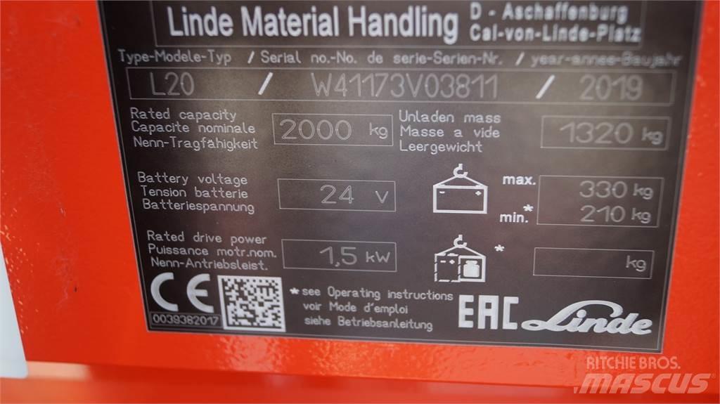 Linde L20i Käyden ajettavat pinoamistrukit