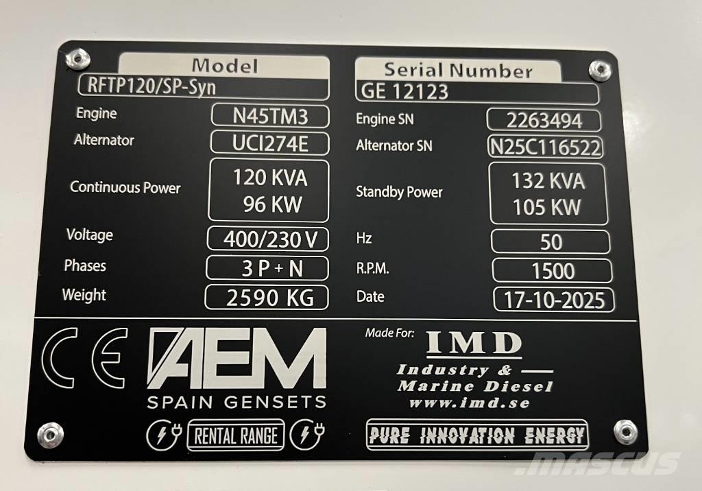  AEM RFTP120/SP-Syn Dieselgeneraattorit
