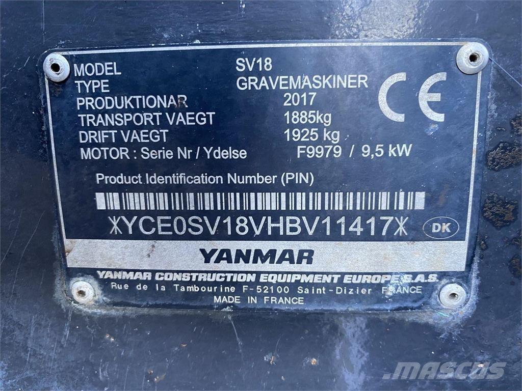 Yanmar SV18 Pyöräkaivukoneet