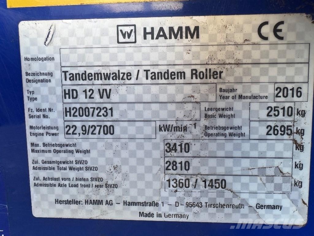 Hamm HD 12 VV Tandemjyrät