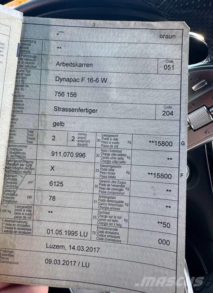 Dynapac F 16-6W Asfalttikoneet
