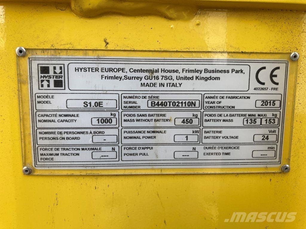 Hyster S 1.0E Käyden ajettavat pinoamistrukit