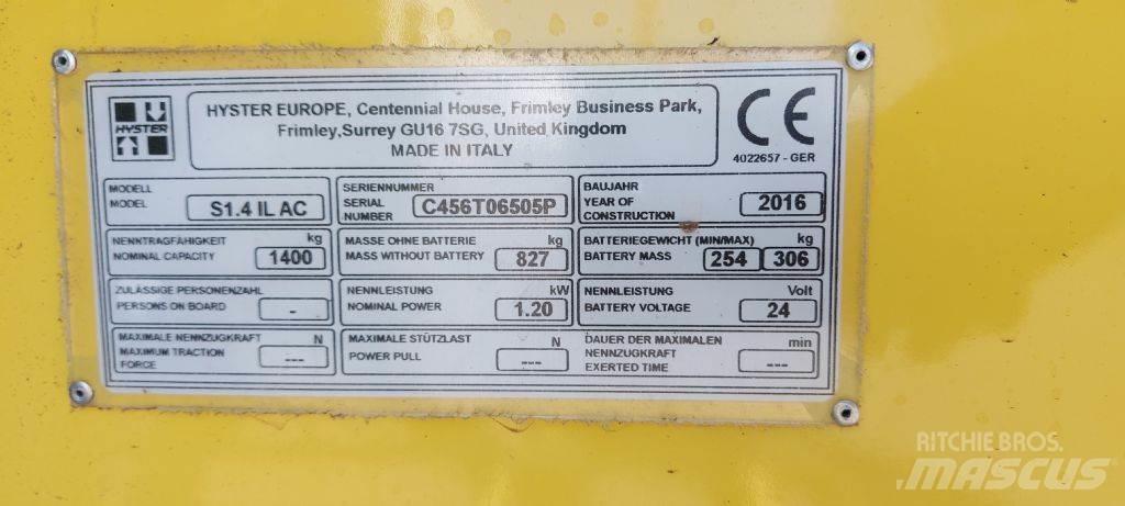 Hyster S 1.4 IL Käyden ajettavat pinoamistrukit
