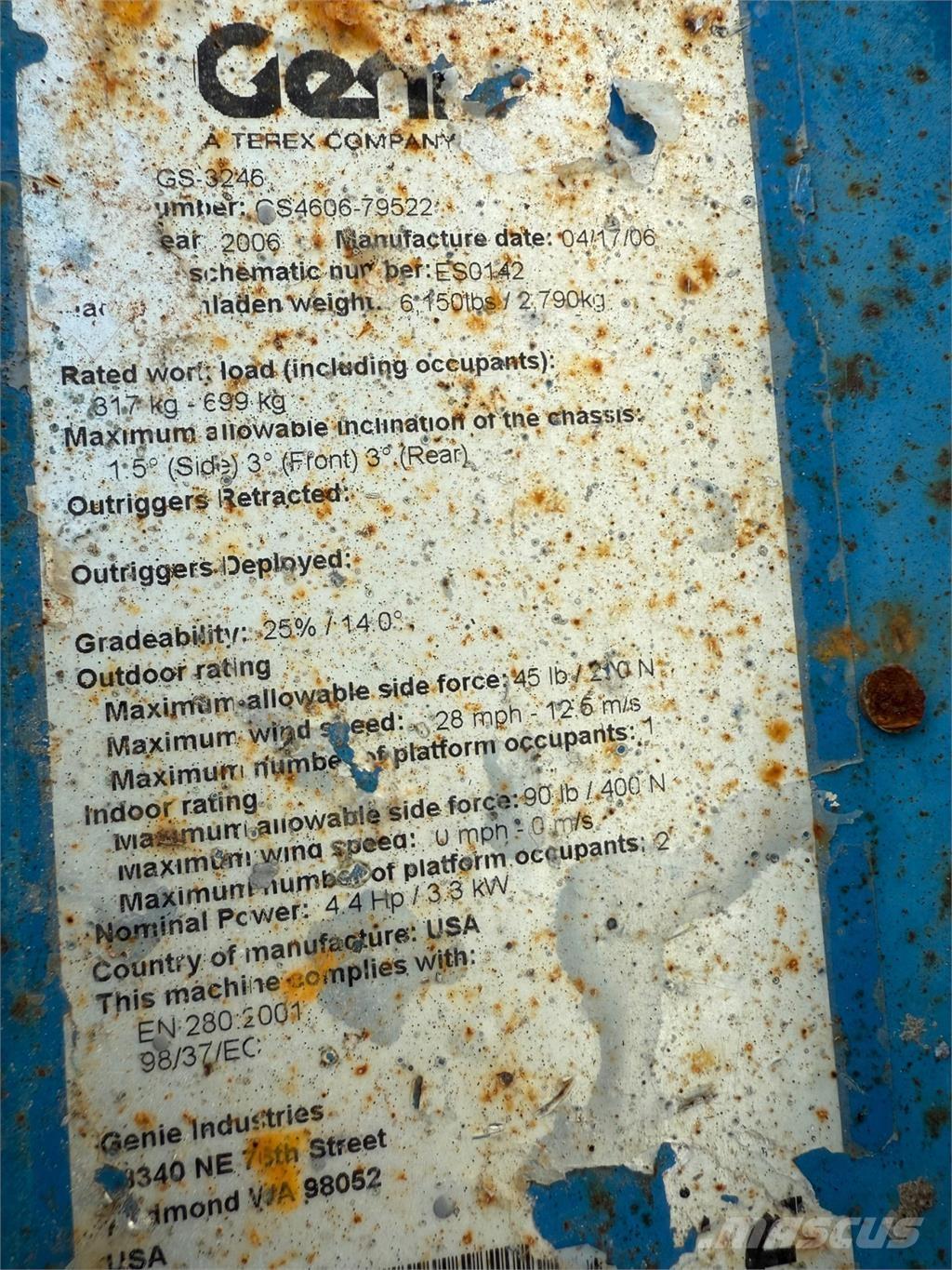 Genie GS3246 Saksilavat