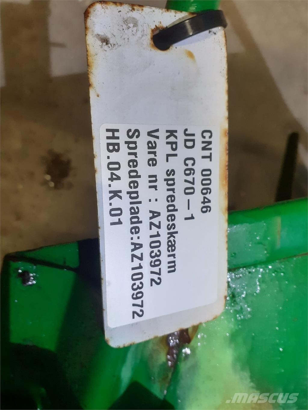 John Deere C670 Lisävarusteet ja komponentit