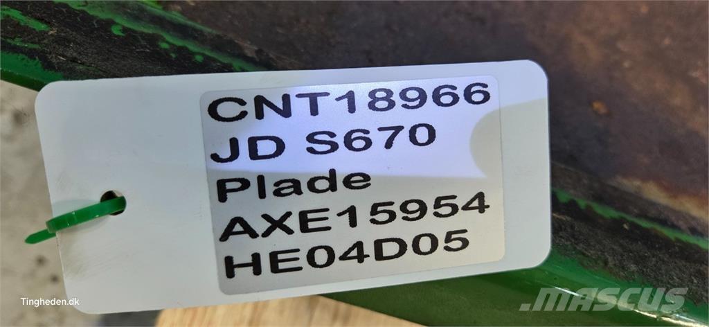 John Deere S670 Lisävarusteet ja komponentit