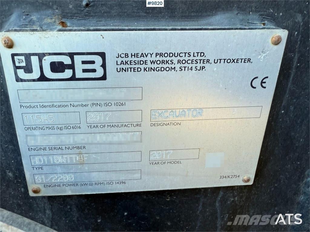 JCB Hydradig 110W Pyöräkaivukoneet