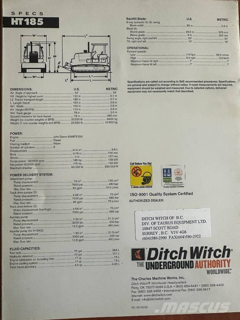 Ditch Witch HT185 Ketjukaivurit