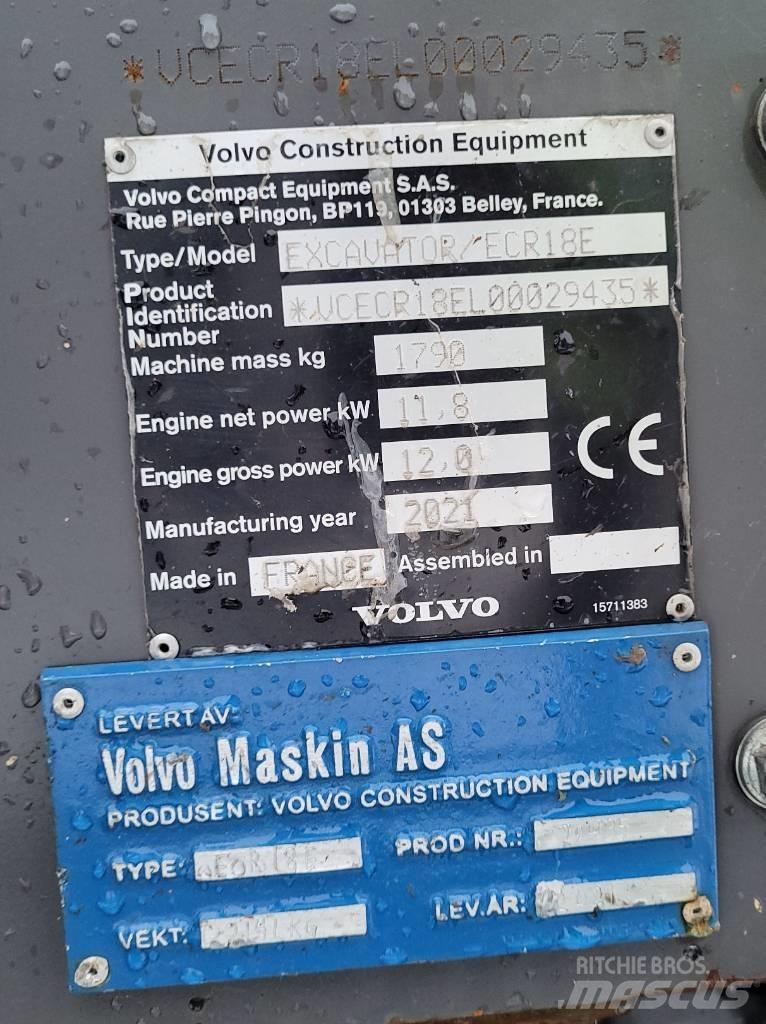 Volvo ECR18E Minikaivukoneet < 7t
