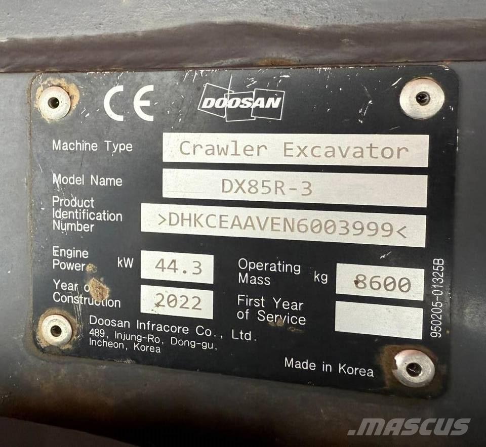 Doosan DX 85 R-3 Midikaivukoneet 7t - 12t