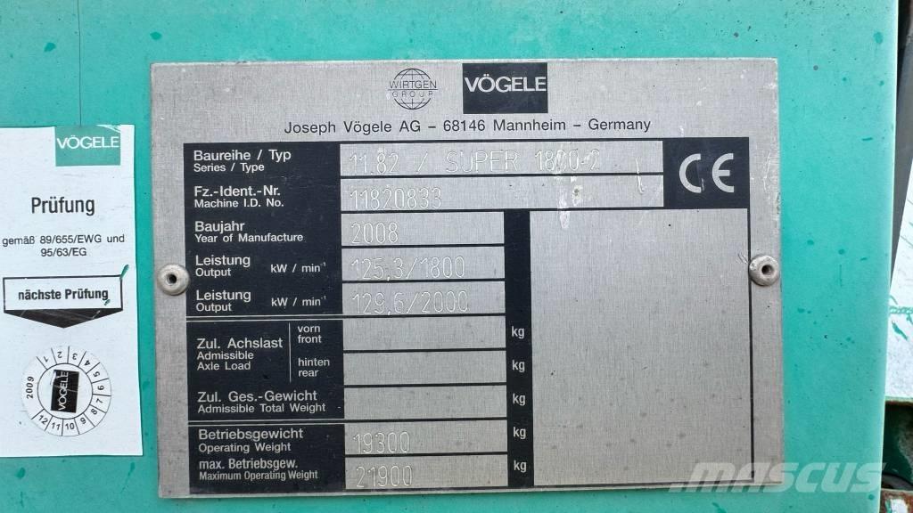 Vögele Super 1800-2 Asfalttikoneet