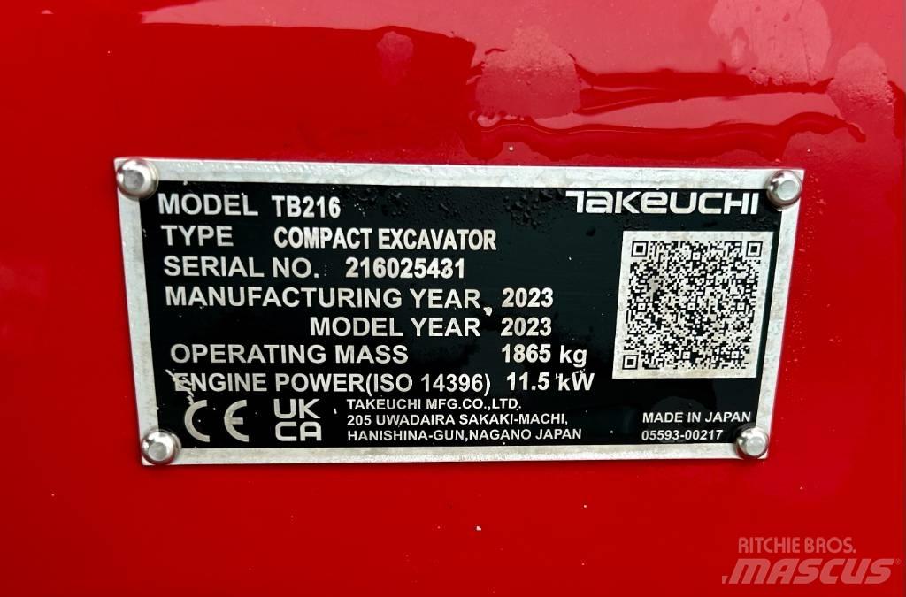 Takeuchi TB 216A V4 Minikaivukoneet < 7t