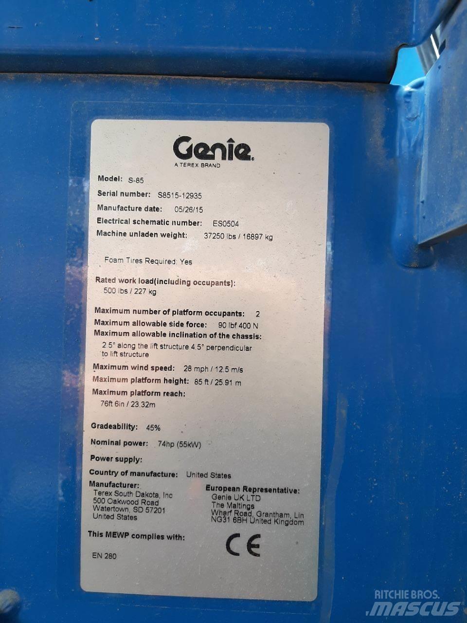 Genie S85 Teleskooppipuominostimet
