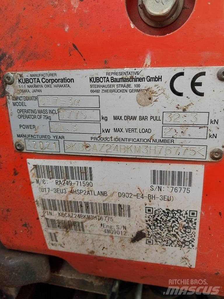 Kubota U 17-3N Minikaivukoneet < 7t