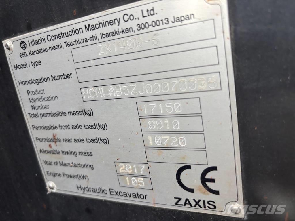 Hitachi ZX 140 W-6 Pyöräkaivukoneet