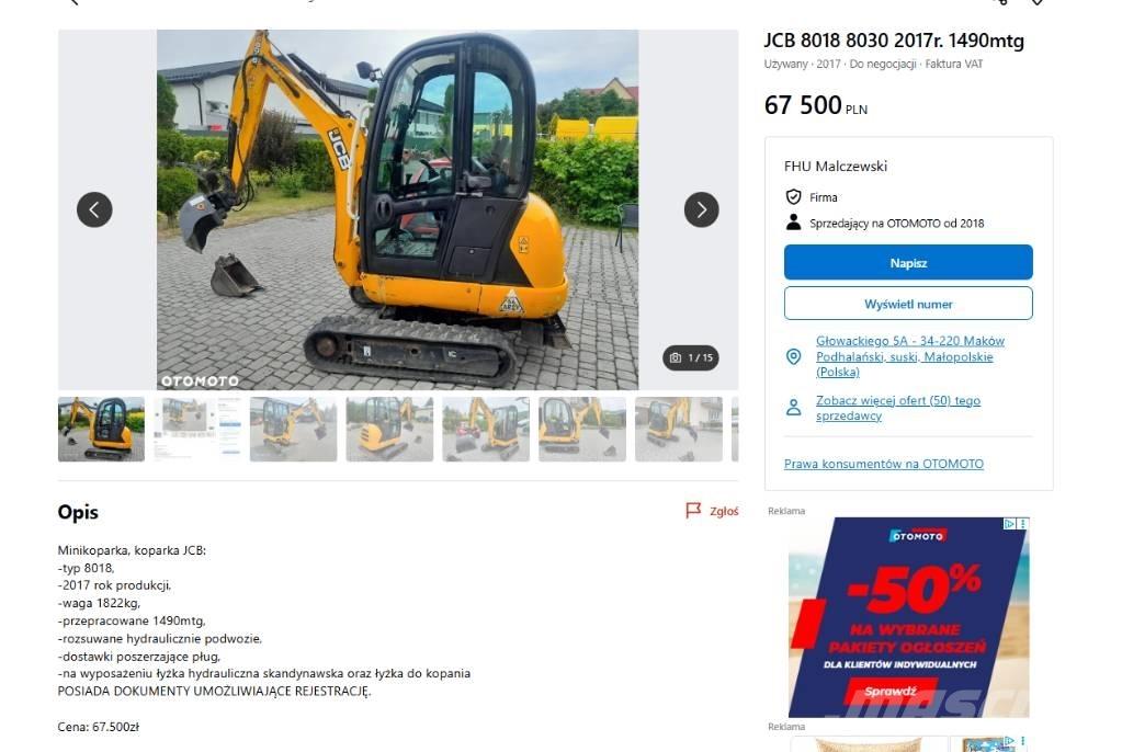JCB 8030 Minikaivukoneet < 7t