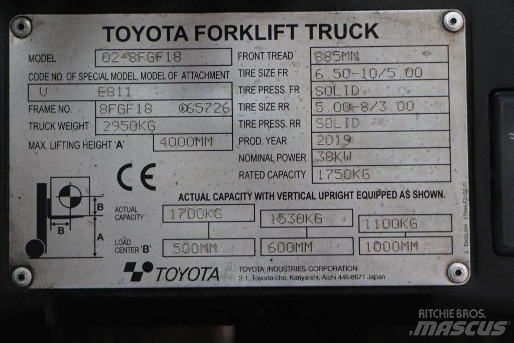 Toyota 02-8FGF18 Nestekaasutrukit