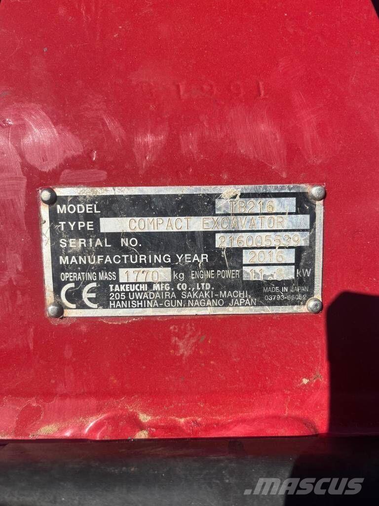 Takeuchi TB216 Minikaivukoneet < 7t