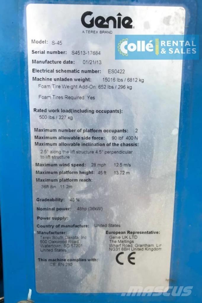 Genie S-45 | 2013 Teleskooppipuominostimet