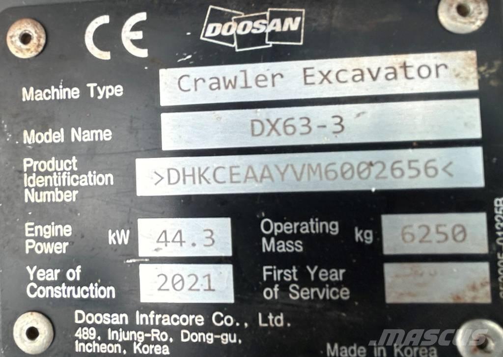 Doosan DX63-3 Telakaivukoneet